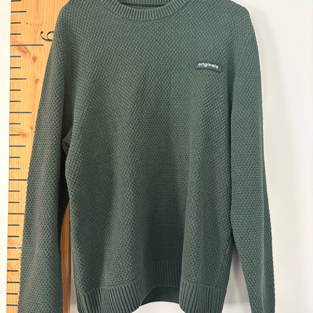 Jack and Jones Green Crewneck Sweater with Ribbed Details